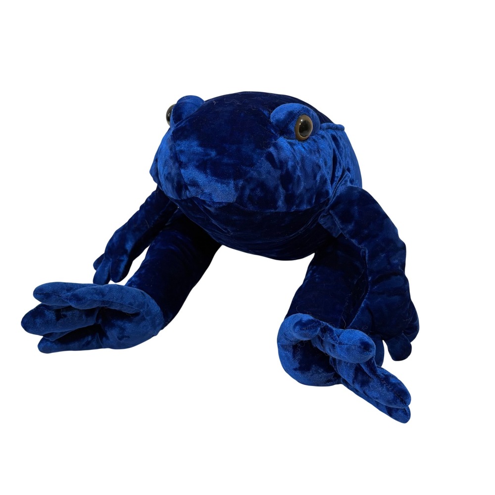 Commonwealth Blue Frog Plush Stuffed Animal Crushed Velvet Large 21 inch Vintage